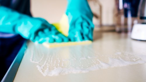 Staff training session focused on safe cleaning procedures