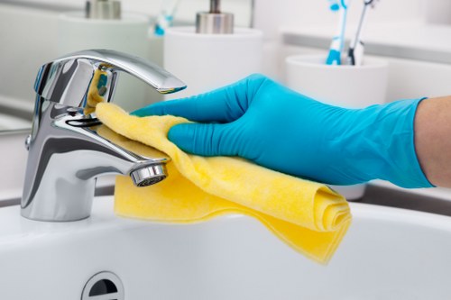Experienced Soho cleaners preparing a workspace